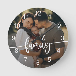 Typografie van familiefoto ronde klok