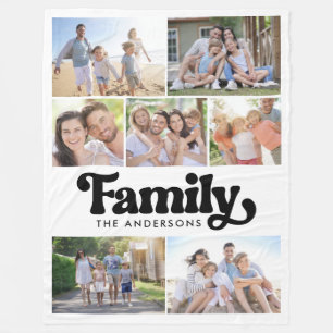 Typografie van familierendrong fotocollage fleece deken