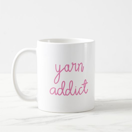 Typografie van garenverslaving koffiemok (Links)