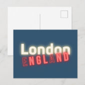 Typografie van het hedendaagse Londense Neon Light Briefkaart (Voorkant / Achterkant)