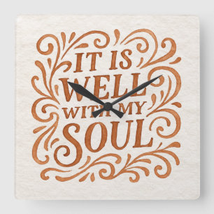 Typografie van 'Het is goed met mijn ziel' Vierkante Klok
