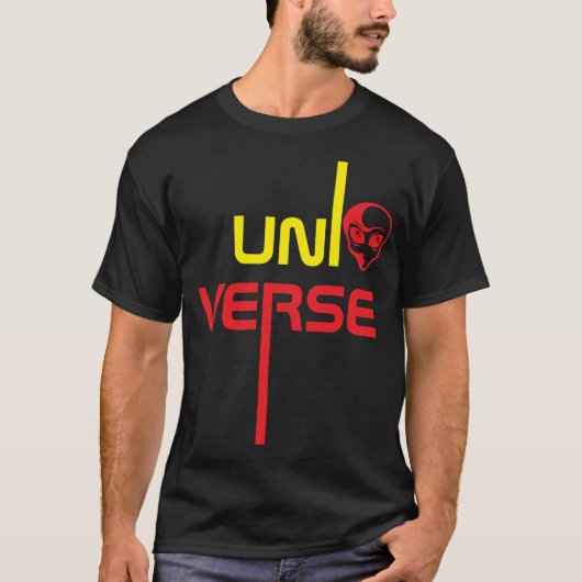 Typografie van het universum met Alien Face Design T-shirt (Voorkant)