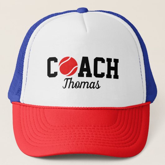Typografie van Red Tennis Ball Coach Player Trucker Pet (Voorkant)