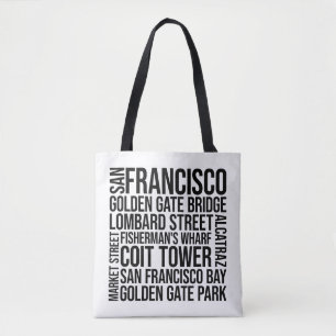 Typografie van San Francisco - California Word Art Draagtas