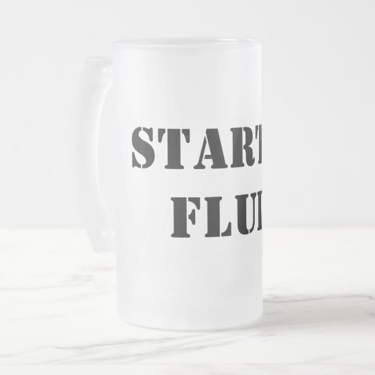 Typografie van Starter Fluid Funny Matglas Bierpul (Voorkant links)