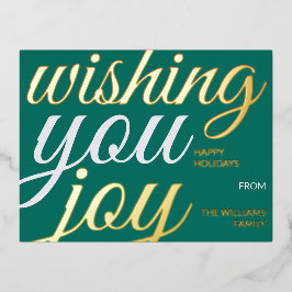 Typografie van 'Wishing You Joy' folie vakantie an Feestdagen Briefkaart
