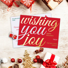 Typografie van 'Wishing You Joy' folie vakantie ka Feestdagen Briefkaart