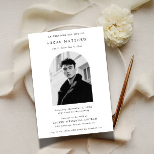 Typografie Viering van Life Arch Fotobegrafenis Kaart