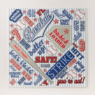 Typografie voor honkbal Red White Blue Stripes ID7 Legpuzzel