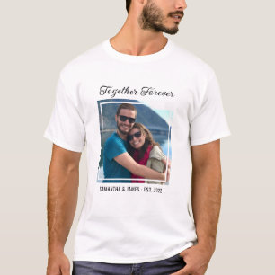 Typografie voor Koppel Foto Naam Samen Voor Altijd T-shirt