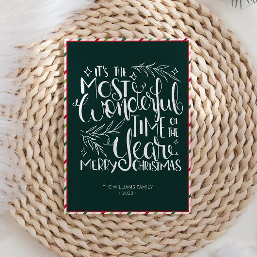 Typografie Vrolijk Kerstfeest Familie Feestdagenkaart