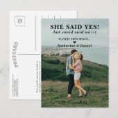 Typografie Weddenschap Uitstel sparen de Datum Aankondigingskaart (Voorkant / Achterkant)