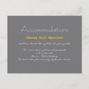 Typografie Wedding Insert in Grey and Yellow Informatiekaartje