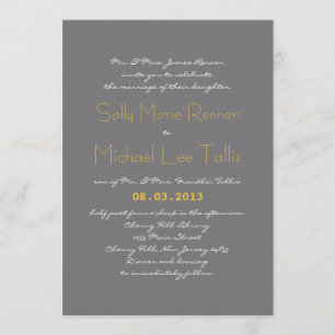 Typografie Wedding Invitation in Grey and Yellow Kaart