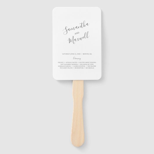 Typografie Wedding Program Fan Handwaaier (Voorkant)