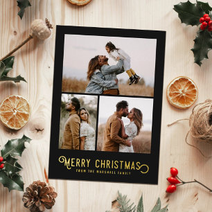  Typografie Winter Sinaasappels Foto Kerstmis Folie Feestdagenkaart