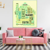 Typografie Word Cloud Home Namen toevoegen om aan Canvas Afdruk (Insitu (Woonkamer))