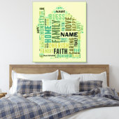 Typografie Word Cloud Home Namen toevoegen om aan Canvas Afdruk (Insitu (Slaapkamer))