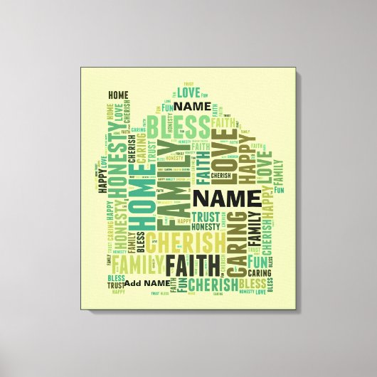 Typografie Word Cloud Home Namen toevoegen om aan Canvas Afdruk (Voorkant)