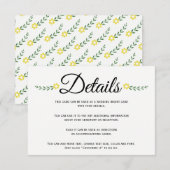 Typografie yellow floral bruildetails insert informatiekaartje (Voorkant / Achterkant)