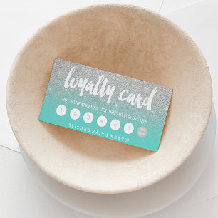 typografie zilveren glitter turquoise loyaliteit klantenkaartje