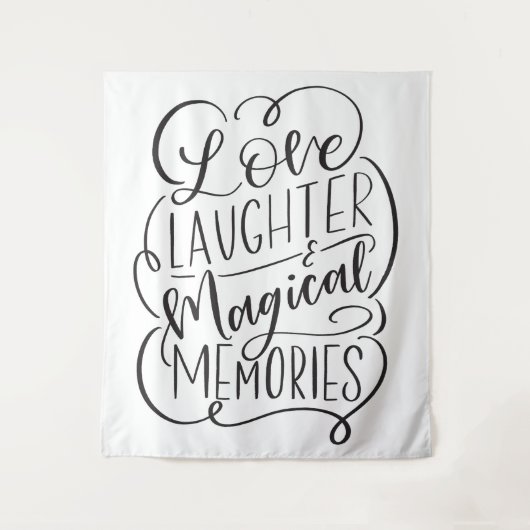Typografie Zin | Liefde Lach Magische Herinneringe Wandkleed (Voorkant)