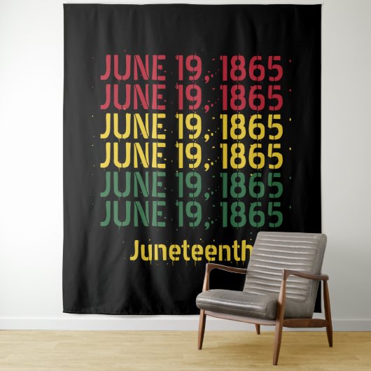 Typografie Zwarte Geschiedenis Juni 19 1865 Junete Wandkleed (In situ)