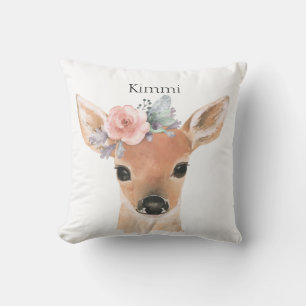 Typografienaam Forest Animals Deer Waterverf Kussen