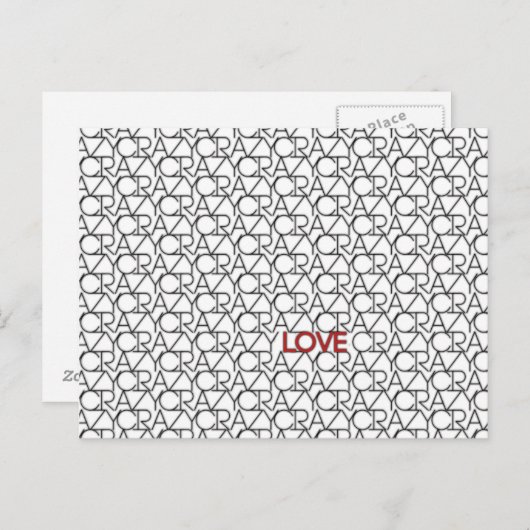 Typografiepatroon in zwart-wit briefkaart (Voorkant / Achterkant)