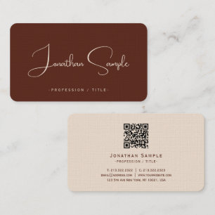 Typografiescript Terracotta Luxury Premium Linen Visitekaartje