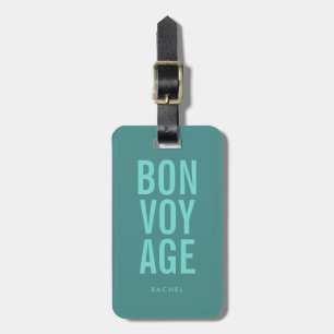 Typografisch blok Tekst Bon Voyage Bagagelabel