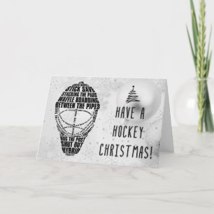 Typografisch Goalie Mask Hockey kerstKaart Feestdagen Kaart