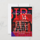 Typografisch Happy 14th Birthday Party Invitation Kaart (Achterkant)