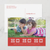 Typografisch Ho Ho Holiday Briefkaart - Berry (Voorkant / Achterkant)