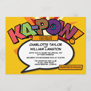 TYPOGRAFISCH MODERN COMIC BOOK POP ART TROUWFEEST KAART