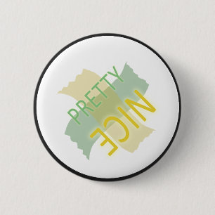 Typografisch Nice Geel Groen Ronde Button 5,7 Cm