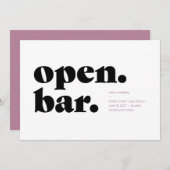 Typografisch Open Bar Sparen de Kaart van de Datum (Voorkant / Achterkant)