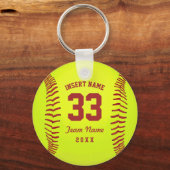 Typografisch Softball Team Rood Sleutelhanger (Voorkant)