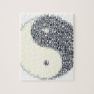 typografisch yin-yang-symbool legpuzzel