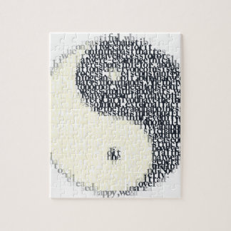 typografisch yin-yang-symbool legpuzzel