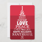 Typografische boom White op Berry Red Modern Feestdagenkaart (Voorkant)