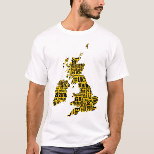 Typografische Britse eilanden - Amber en Black. T-shirt