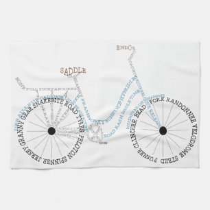 Typografische fiets Bike Biking Cycling Tea Towel Theedoek