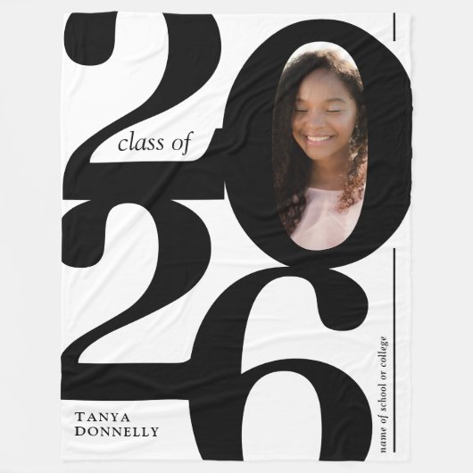 Typografische foto 2025 afstuderen fleece deken (Voorkant)