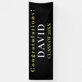 Typografische Gefeliciteerd Naam Zwart Afstuderen Spandoek (Verticaal)