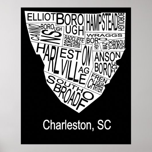Typografische kaart van Charleston Poster (Voorkant)
