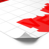 Typografische kaart van de Madison-buurt - Rood Poster (Hoek)