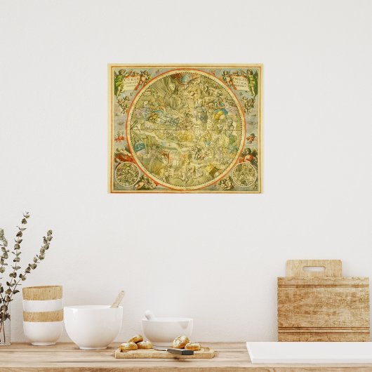 Typografische kaart van de oude wereld poster (Keuken)