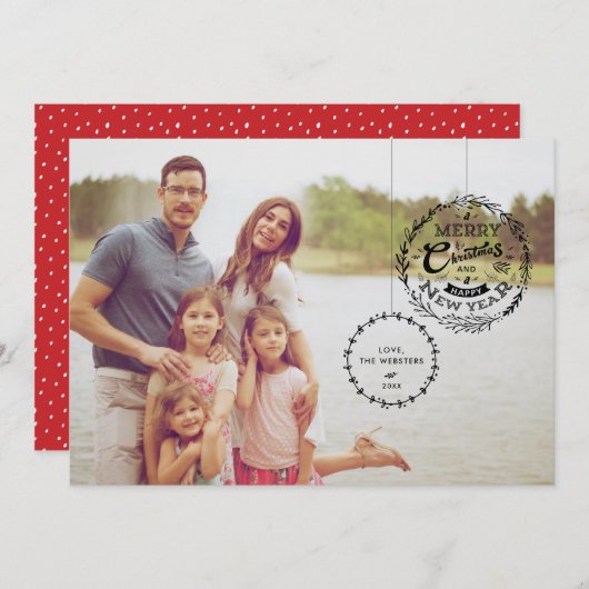 Typografische kerstversiering 2 feestdagenkaart (Voorkant / Achterkant)