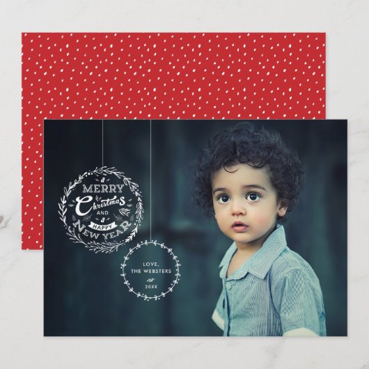 Typografische kerstversiering feestdagenkaart (Voorkant / Achterkant)